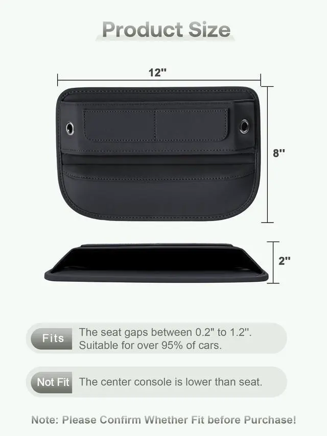 Alt view image 6 of 7 - Universal Fit Premium Leather Car Seat Gap Filler Organizer, Center Console Organizer with Card Slots, Clever Gifts for Car SUV Truck Owners (Black, 2 Pack)