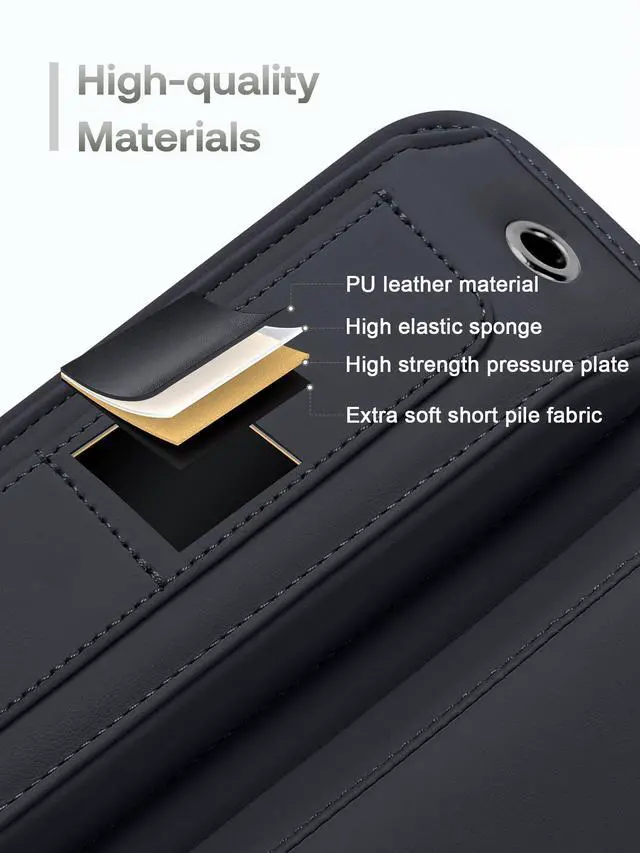 Alt view image 5 of 7 - Universal Fit Premium Leather Car Seat Gap Filler Organizer, Center Console Organizer with Card Slots, Clever Gifts for Car SUV Truck Owners (Black, 2 Pack)
