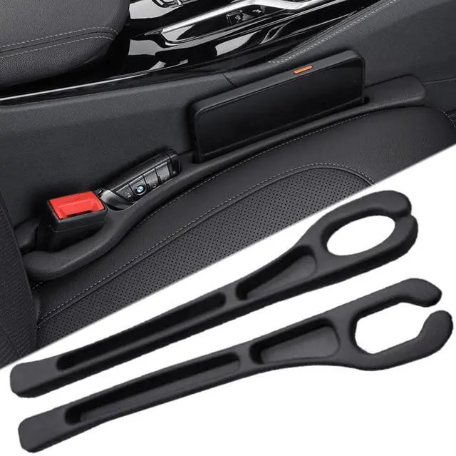 Main image of Car Seat Gap Filler Plug Strip 2 Pack, No-Drop Carseat Side Gap Filler Organizer Catcher with Dual Storage & Seatbelt Slot,Universal Fit Fill The Gap Between Seats & Console for Car SUV Truck, Black