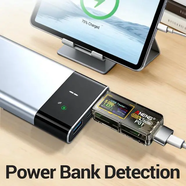 Alt view image 5 of 7 - Multimeter USB C Tester Power Meter,4-30V Type-C PD Digital Tester,Color Display Voltage and Current Tester Meter,Test Speed of Chargers,Cables,Capacity of Power Banks Charger Detector