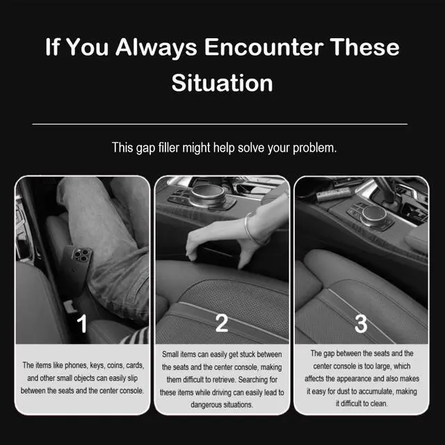 Alt view image 6 of 7 - Car Seat Gap Filler Plug Strip 2 Pack, No-Drop Carseat Side Gap Filler Organizer Catcher with Dual Storage & Seatbelt Slot,Universal Fit Fill The Gap Between Seats & Console for Car SUV Truck, Black