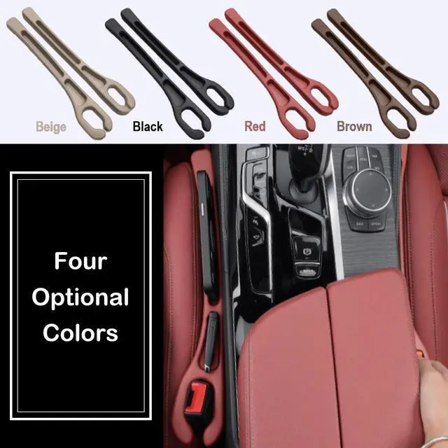 Alt view image 7 of 7 - Car Seat Gap Filler Plug Strip 2 Pack, No-Drop Carseat Side Gap Filler Organizer Catcher with Dual Storage & Seatbelt Slot,Universal Fit Fill The Gap Between Seats & Console for Car SUV Truck, Black