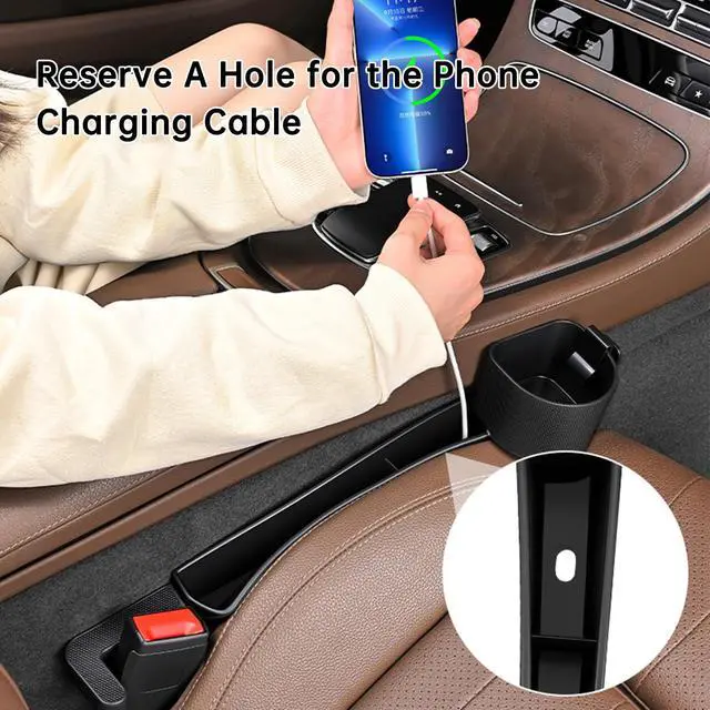 Alt view image 6 of 7 - 2026 Upgraded Car Seat Gap Filler with Holder and Hook, Car Seat Accessories Interior, Car Seat Gap Plug with Storage Slot, Car Organizer Fit Sedan SUV Truck, 2 Pack Black