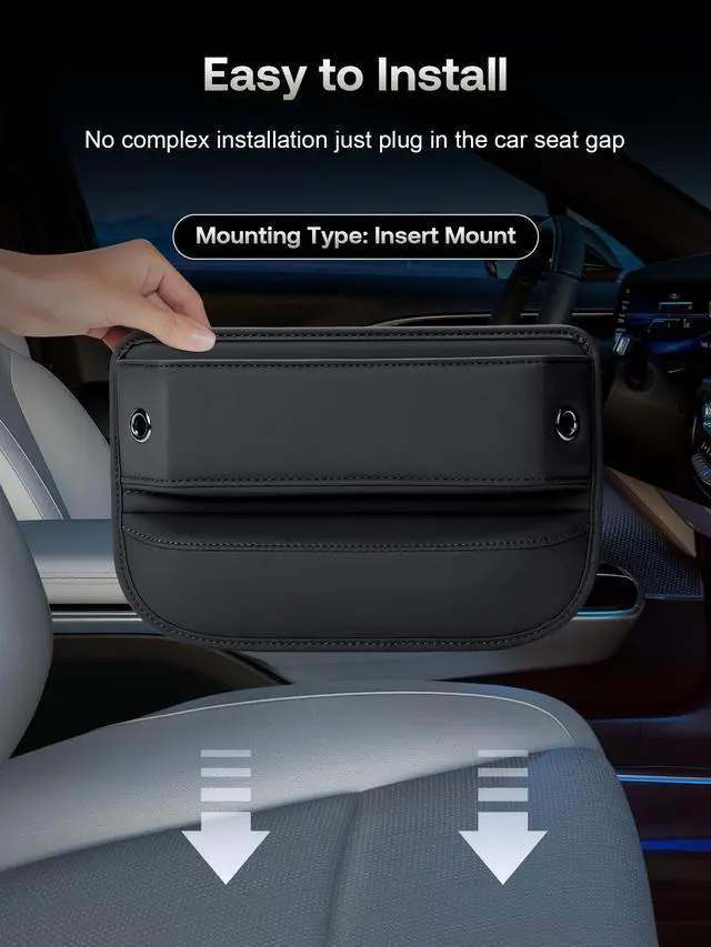 Alt view image 7 of 7 - Premium Leather Car Seat Gap Filler Organizer (0.2-1.2" Gaps), Clever Gifts for Car SUV Truck Owners (Black, 2 Pack)