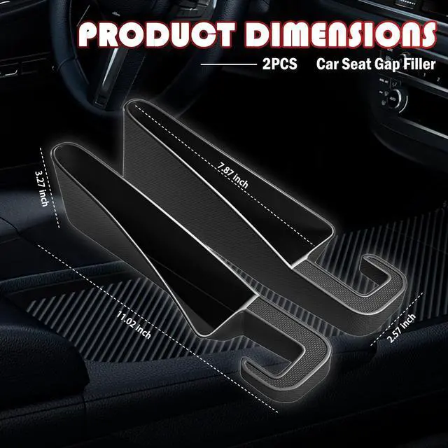 Alt view image 2 of 7 - 2PCS Short Car Seat Gap Filler Organizer with Seats Belt Holes,Anti-dropout Seat Gap Filler Fills Console Gaps,Universal Car Seats Gaps Plug with Storage Slot for Cars Storage