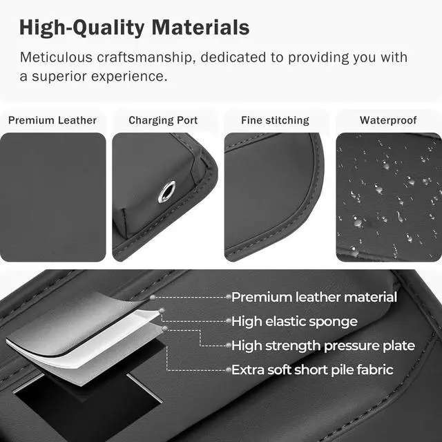 Alt view image 6 of 7 - Car Seat Gap Filler Organizer with Cup Holder, Premium PU Leather Interior Accessories for Phone,Sunglasses,Keys, and Small Items, Universal Fit for Car, SUV and Truck,2-Packs Black