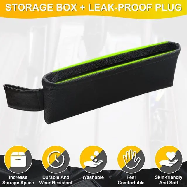 Alt view image 3 of 7 - 2 Pack Update Car Seat Gap Filler Organizer Leather Console Storage Box Front Side Pocket Seats Organizers Filler Interior Car Accessories for Phone Wallet Coin Key Sunglasses (Black)