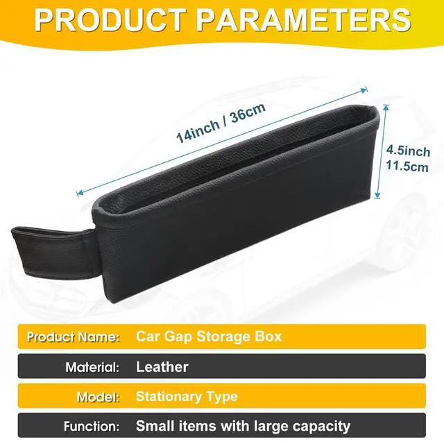 Alt view image 2 of 7 - 2 Pack Update Car Seat Gap Filler Organizer Leather Console Storage Box Front Side Pocket Seats Organizers Filler Interior Car Accessories for Phone Wallet Coin Key Sunglasses (Black)