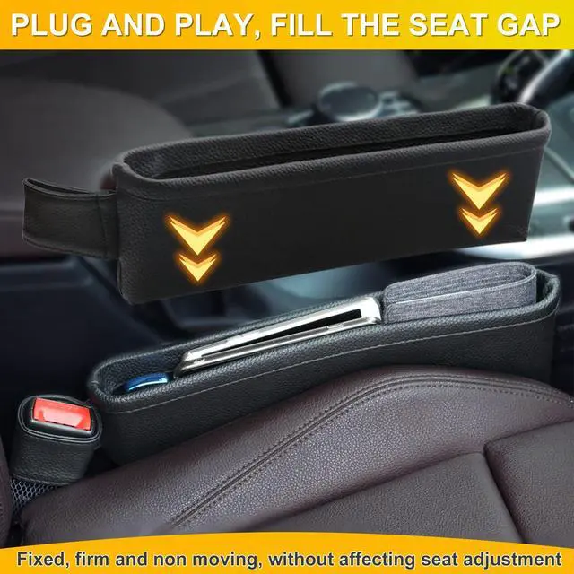 Alt view image 4 of 7 - 2 Pack Update Car Seat Gap Filler Organizer Leather Console Storage Box Front Side Pocket Seats Organizers Filler Interior Car Accessories for Phone Wallet Coin Key Sunglasses (Black)