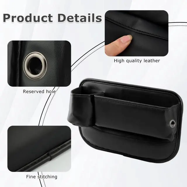 Alt view image 5 of 7 - 2-Pack Car Seat Gap Filler Organizer, Leather Storage Box with Cup Holder for Driver & Passenger Side, Gap Bag Front Seat Car Storage Accessories for Phone Keys Sunglasses Wallet(COLOR:Black)