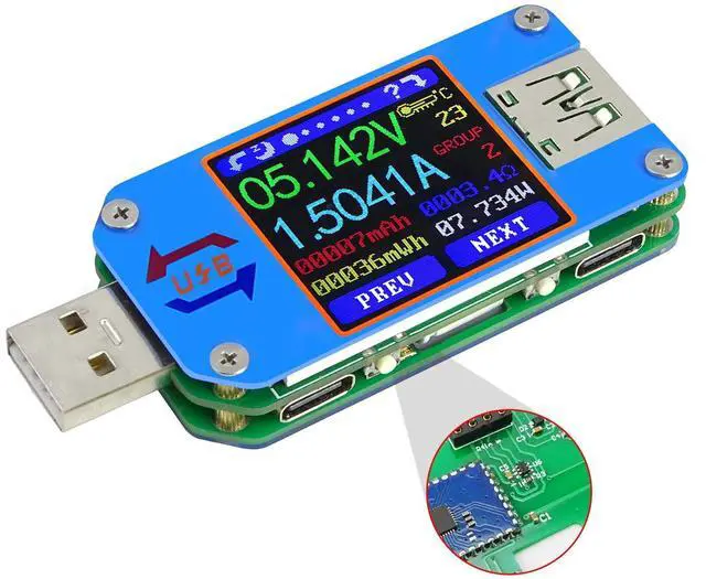 Main image of UM25C 1.44 Inch 5A USB 2.0 Type C Tester Voltage Current Power Charger Voltmeter Ammeter Multimeter Measure Cable Resistance Load Impedance Measurement Tester Support APP(UM25C)