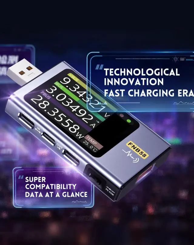 Alt view image 4 of 6 - Upgraded Model USB Tester with Bluetooth, USB Power Multimeter 4-28V 7A LCD USB A&C Voltage Current Power Tester Fast Charge Detection Capacity Measurement, PD2.0/PD3.0,QC2.0/QC3.0