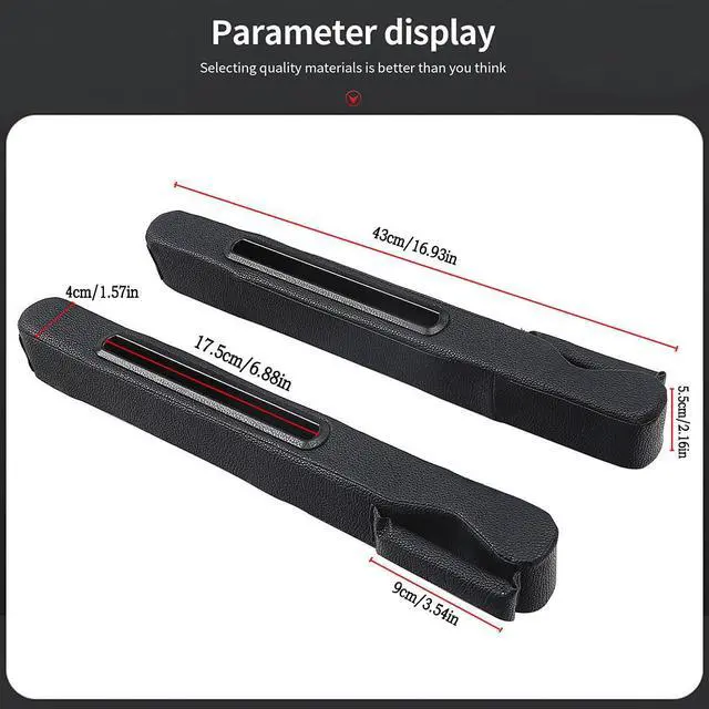 Alt view image 6 of 7 - 2 Pack Car Seat Gap Filler with Storage Box,Car Console Gap Filler,Fill the Gap Between Seat and Console,Prevent Things from Dropping,Convenient to Storage Keys and Phone(Black2)