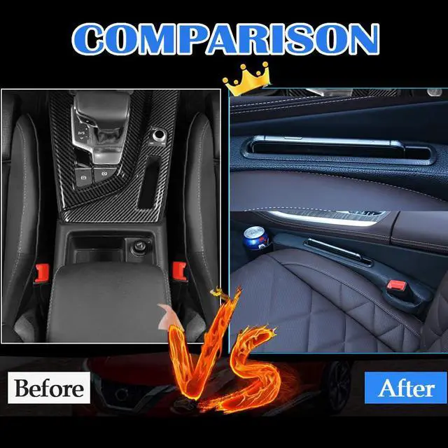 Alt view image 7 of 7 - Advanced 3-in-1 Car Seat Gap Filler Organizer 2 Packs, PU Leather Console Side Storage Pad with Removable Cupholder, Anti-Slip Blocker for Phone Coins Keys