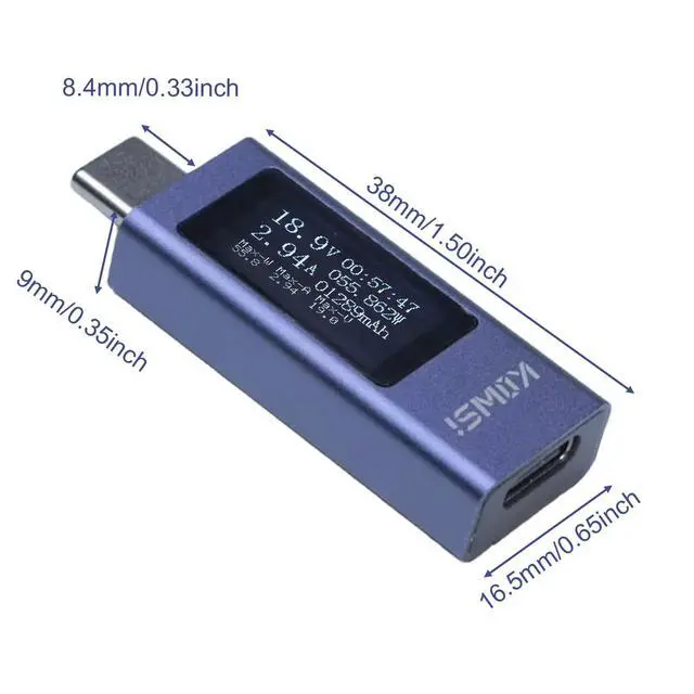 Alt view image 2 of 6 - USB C Tester, Type C Power Meter Voltage Current Ammeter Voltmeter, Capacity Power Detector with LED Display for Fast Charging Charger Detection
