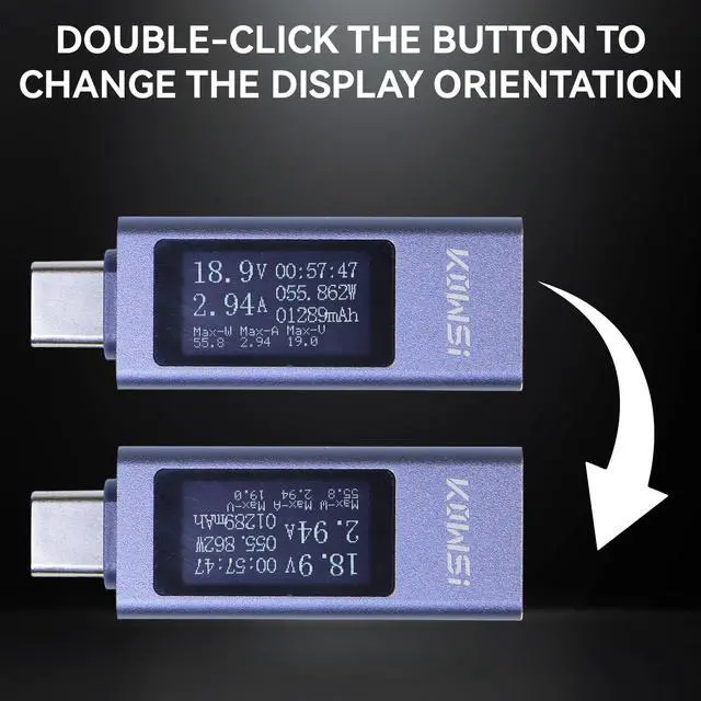 Alt view image 4 of 6 - USB C Tester, Type C Power Meter Voltage Current Ammeter Voltmeter, Capacity Power Detector with LED Display for Fast Charging Charger Detection