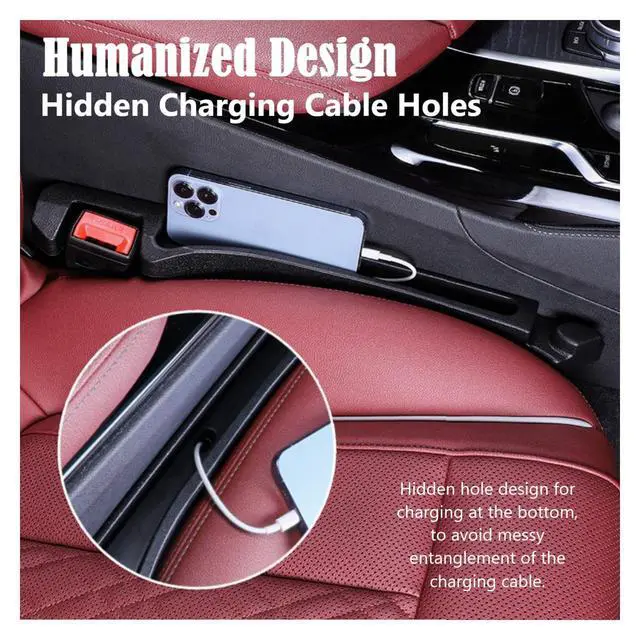 Alt view image 4 of 7 - Car Seat Gap Filler Organizer 2 Pack, 3in1 Carseat Side Gap Plug with Filler, Organizer & Hook Functions, Gap Space Stopper Universal Fit Car SUV Truck Fill the Gap Between Seat & Console, Black