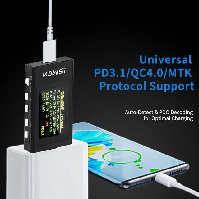 Alt view image 4 of 7 - USB C Power Meter USB C Tester, 3-36V 0-12A PD3.1 QC4.0 PDO Decoding High Precision Two-Way Measurement Voltage Current Capacity Voltmeter Ammeter Detector Digital Tester Multimeter for Charger Cable