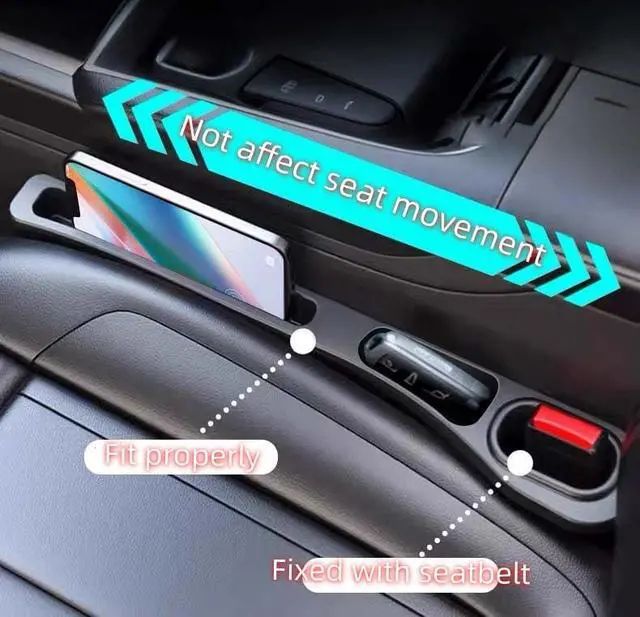 Alt view image 5 of 6 - Car Seat Gap Filler Accessories,Storage Organizer Fit Car SUV Truck Fill The Gap Between Seat & Console Vehicle Console Side Pockets (Black)