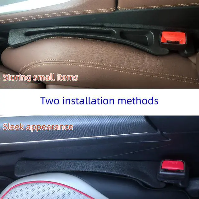 Alt view image 2 of 6 - Car Seat Gap Filler Accessories,Storage Organizer Fit Car SUV Truck Fill The Gap Between Seat & Console Vehicle Console Side Pockets (Black)