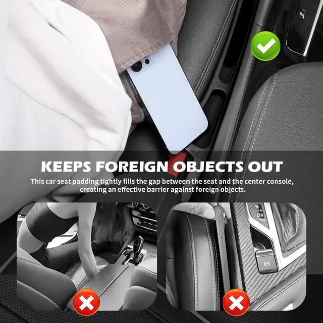Alt view image 3 of 7 - 2PCS Deepened Car Seat Gap Filler Organizer,Multi-Purpose 2 in 1 Car Gap Filler with Bottom Charging Opening for Avoiding Item Falling,Universal No Drop Seat Guard for Cars