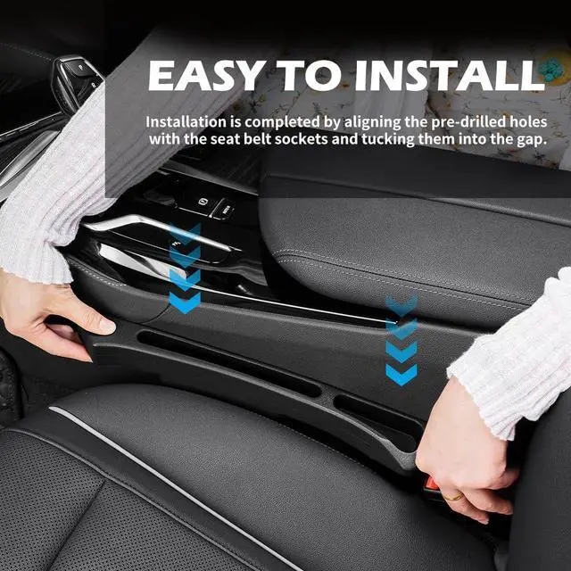 Alt view image 7 of 7 - 2PCS Deepened Car Seat Gap Filler Organizer,Multi-Purpose 2 in 1 Car Gap Filler with Bottom Charging Opening for Avoiding Item Falling,Universal No Drop Seat Guard for Cars