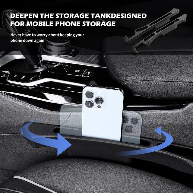 Alt view image 5 of 7 - 2PCS Deepened Car Seat Gap Filler Organizer,Multi-Purpose 2 in 1 Car Gap Filler with Bottom Charging Opening for Avoiding Item Falling,Universal No Drop Seat Guard for Cars