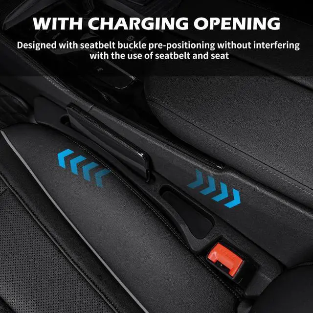 Alt view image 6 of 7 - 2PCS Deepened Car Seat Gap Filler Organizer,Multi-Purpose 2 in 1 Car Gap Filler with Bottom Charging Opening for Avoiding Item Falling,Universal No Drop Seat Guard for Cars