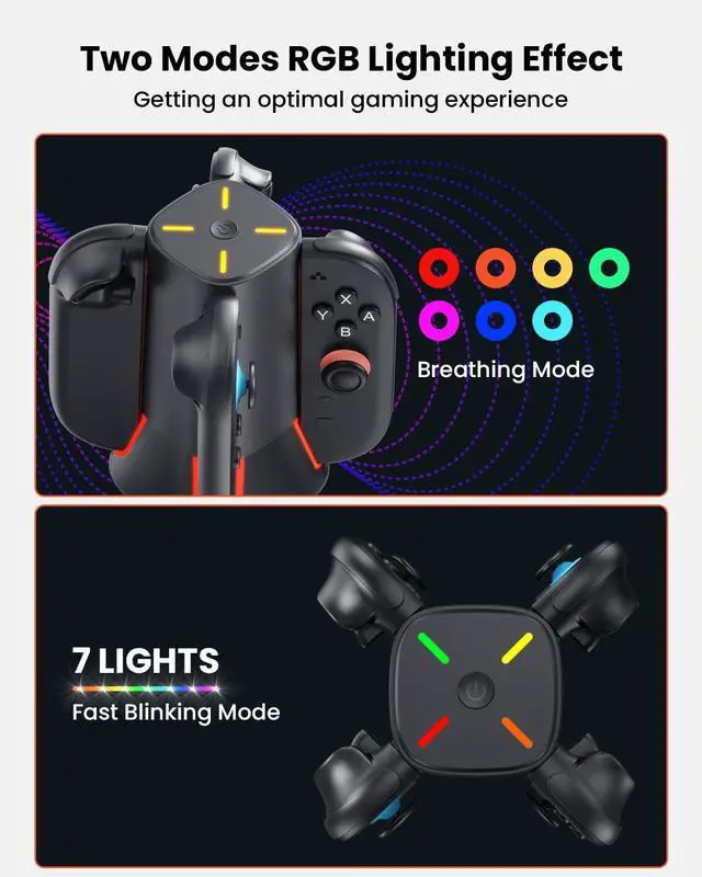 Alt view image 5 of 7 - Charging Dock for Nintendo Switch 2: Controller Magnetic Charger Stand 4 in 1 for Joycon 2 Fast Dock Station with RGB Light & USB Type-C Charger Cable Charging Stand for NS 2