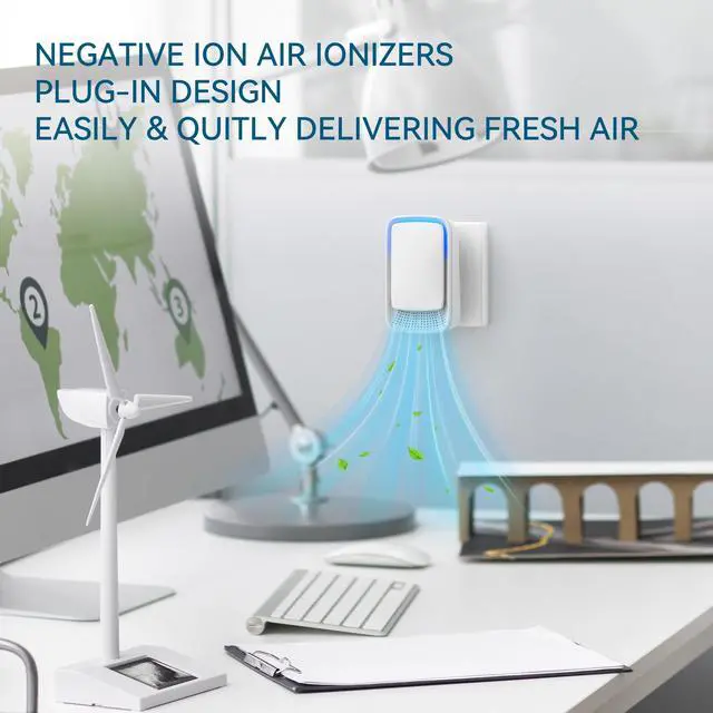 Alt view image 4 of 7 - Air Ionizers for Home, Plug In Negative Ion for Bedroom, Study, Office, Gym, Hotel, Kitchen, Mini Air Cleaner (2 Pack)