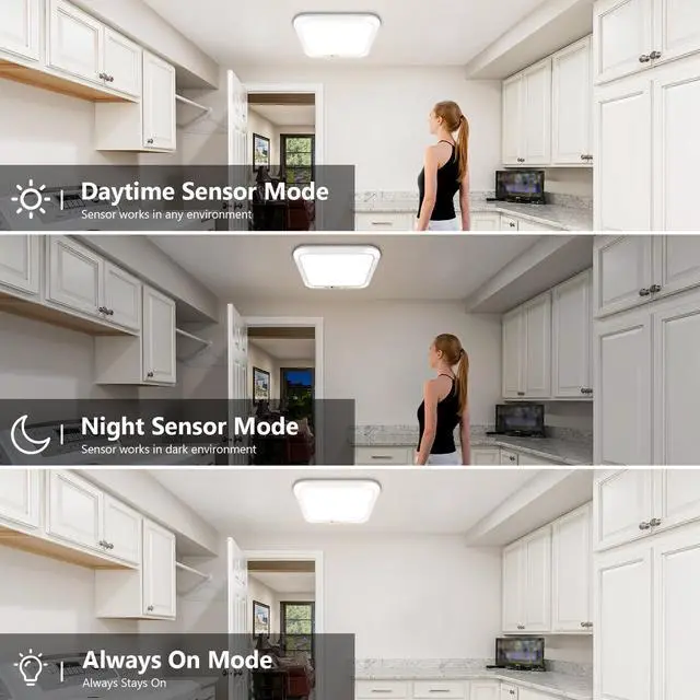 Alt view image 3 of 7 - Rechargeable Motion Sensor Closet Light with Remote, Wireless Battery Operated Ceiling Light Magnetic Mount, Rechargeable LED Shower Light No Wiring for Indoor, Shower, Stairs, Shed, Hallway, Porch