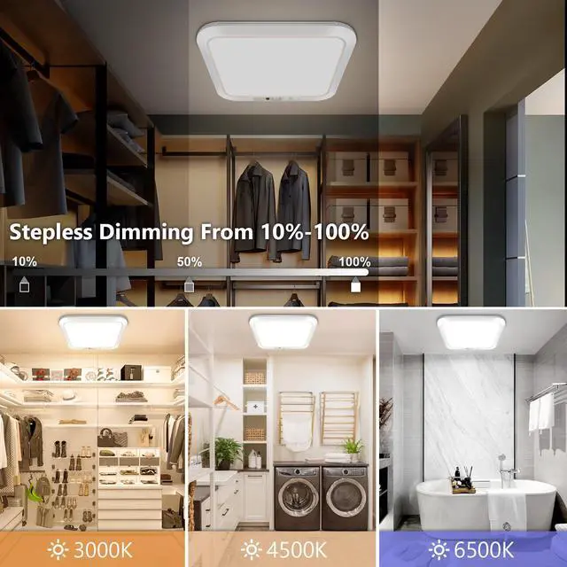 Alt view image 4 of 7 - Rechargeable Motion Sensor Closet Light with Remote, Wireless Battery Operated Ceiling Light Magnetic Mount, Rechargeable LED Shower Light No Wiring for Indoor, Shower, Stairs, Shed, Hallway, Porch