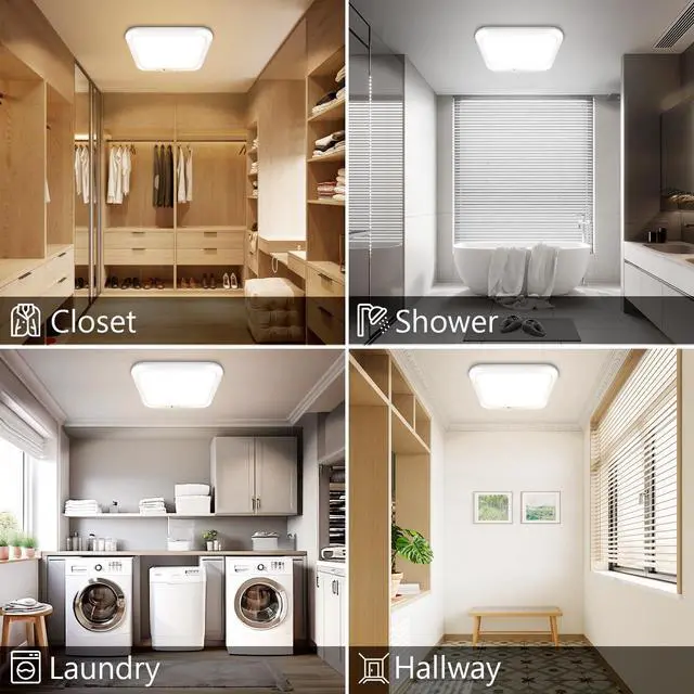 Alt view image 6 of 7 - Rechargeable Motion Sensor Closet Light with Remote, Wireless Battery Operated Ceiling Light Magnetic Mount, Rechargeable LED Shower Light No Wiring for Indoor, Shower, Stairs, Shed, Hallway, Porch