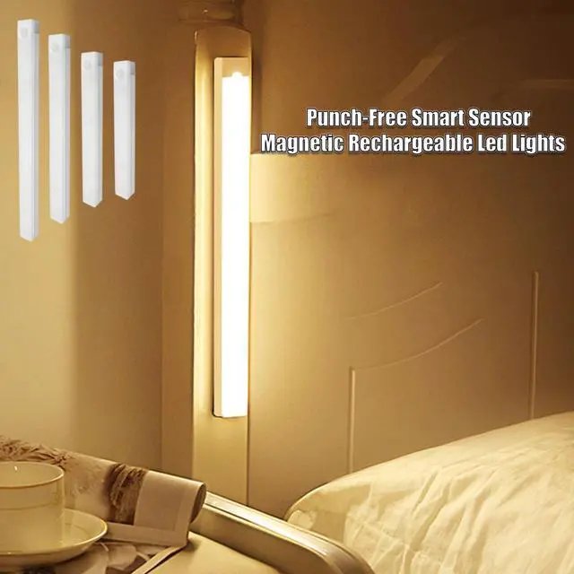 Alt view image 2 of 7 - 4/8Pack Punch-Free Smart Sensor Magnetic Rechargeable Led Lights,Under Cabinet Lights,Home Motion Sensor Light Indoor (4PCS Warm Light,10cm/3.9in)