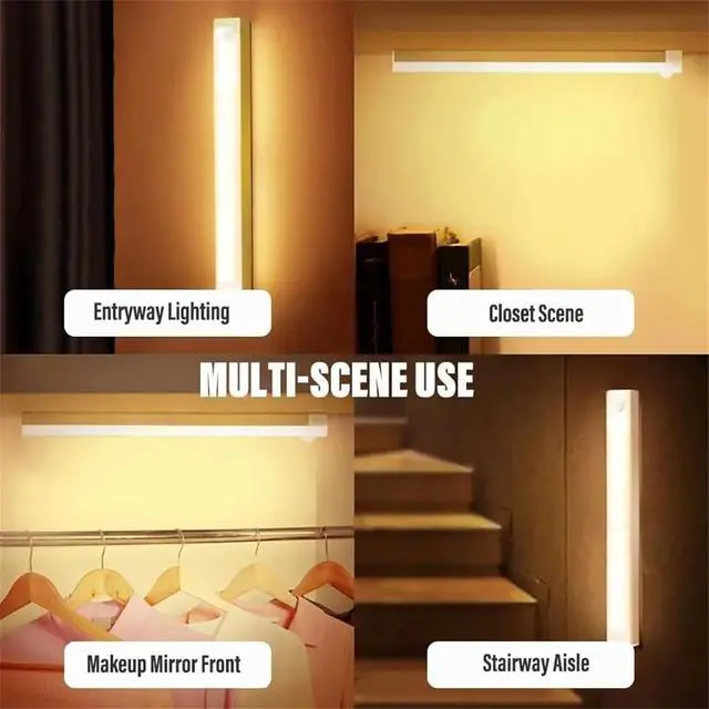Alt view image 6 of 7 - 4/8Pack Punch-Free Smart Sensor Magnetic Rechargeable Led Lights,Under Cabinet Lights,Home Motion Sensor Light Indoor (4PCS Warm Light,10cm/3.9in)