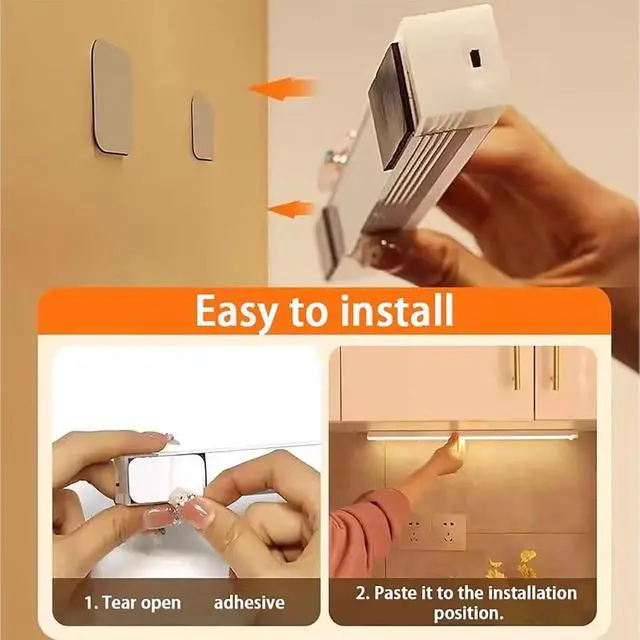 Alt view image 5 of 7 - 4/8Pack Punch-Free Smart Sensor Magnetic Rechargeable Led Lights,Under Cabinet Lights,Home Motion Sensor Light Indoor (4PCS Warm Light,10cm/3.9in)