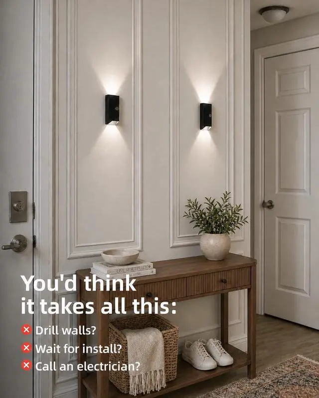 Alt view image 2 of 7 - Motion Sensor Wall Light with Remote Control, Rechargeable Wall Sconce, 3 Color Temps, Dimmable, Magnetic, LED Indoor Wireless Wall Lamp, 4000mAh, for Hallway, Stair, Entryway, Renters