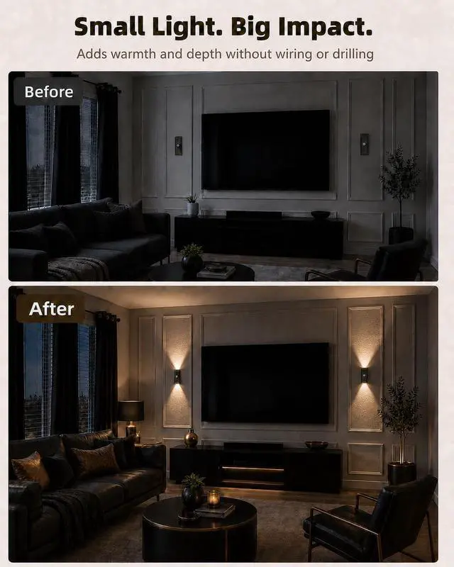 Alt view image 4 of 7 - Motion Sensor Wall Light with Remote Control, Rechargeable Wall Sconce, 3 Color Temps, Dimmable, Magnetic, LED Indoor Wireless Wall Lamp, 4000mAh, for Hallway, Stair, Entryway, Renters