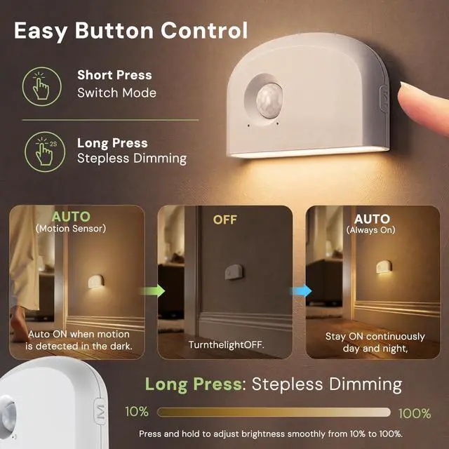 Alt view image 2 of 7 - LED Motion Sensor Night Light, Stair Lights Indoor, 3 Pack