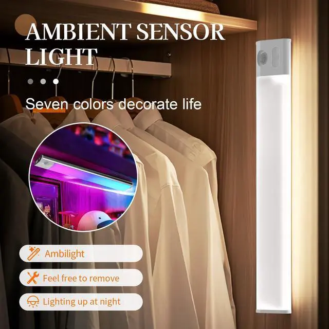 Alt view image 2 of 7 - Motion Sensor Under Cabinet Light, 7-Color Rechargeable LED