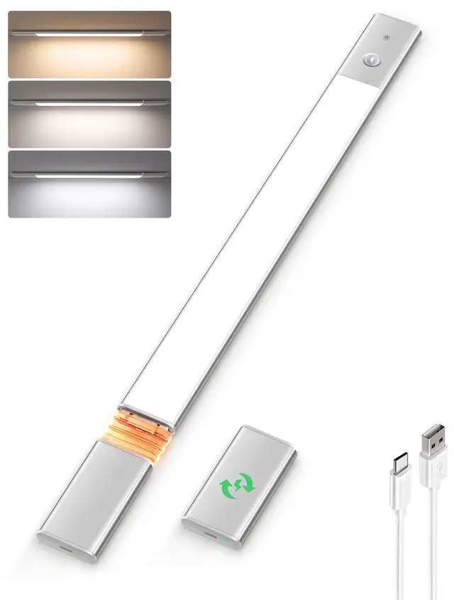 Main image of Under Cabinet Lighting, Motion Sensor Closet Lights with Extra Detachable Battery, 76 LEDs Dimmable, 3 Color Temps, Under Counter Lights for Kitchen, Wardrobe