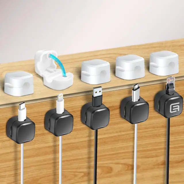 Main image of Magnetic Cable Clips Organizer, 10 Pack Cord Organizer, Cable Management Under Desk for Home Car Office, No Residue Adhesive for Wall, Surface, Charging Cable Magnetic Cable Organizer Storage Holder