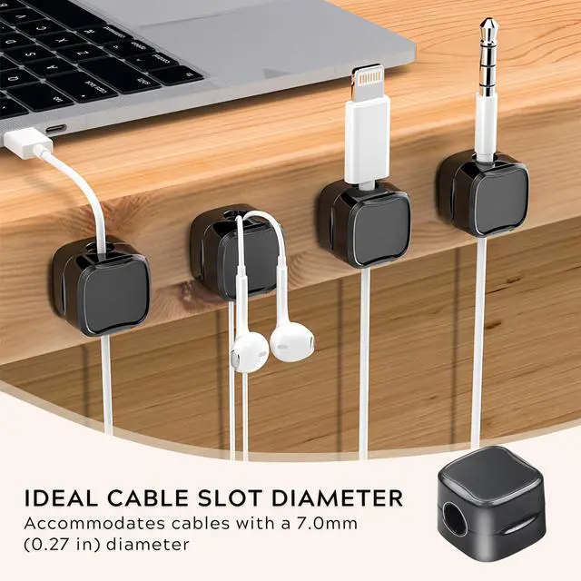 Alt view image 4 of 7 - Magnetic Cable Clips Organizer, 10 Pack Cord Organizer, Cable Management Under Desk for Home Car Office, No Residue Adhesive for Wall, Surface, Charging Cable Magnetic Cable Organizer Storage Holder