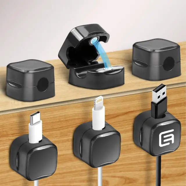 Alt view image 7 of 7 - Magnetic Cable Clips Organizer, 10 Pack Cord Organizer, Cable Management Under Desk for Home Car Office, No Residue Adhesive for Wall, Surface, Charging Cable Magnetic Cable Organizer Storage Holder