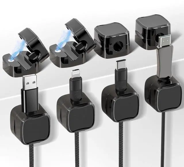 Main image of 8 Pack Magnetic Cable Clips, Adjustable Magnetic Cord Organizer, Adhesive Magnetic Cord Holder for Desk, Home, Office, Car, Nightstand