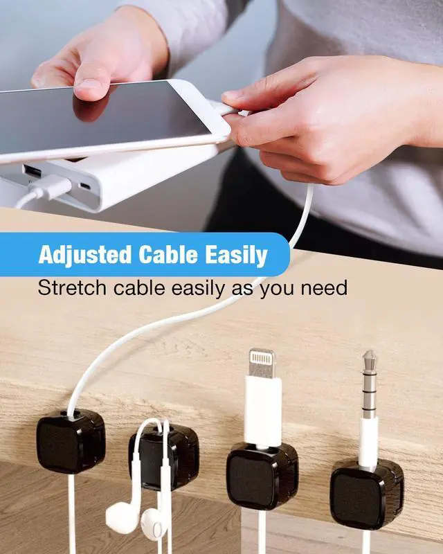 Alt view image 2 of 7 - 8 Pack Magnetic Cable Clips, Adjustable Magnetic Cord Organizer, Adhesive Magnetic Cord Holder for Desk, Home, Office, Car, Nightstand