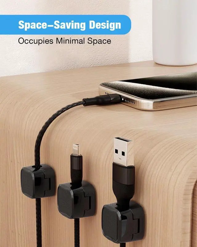 Alt view image 7 of 7 - 8 Pack Magnetic Cable Clips, Adjustable Magnetic Cord Organizer, Adhesive Magnetic Cord Holder for Desk, Home, Office, Car, Nightstand