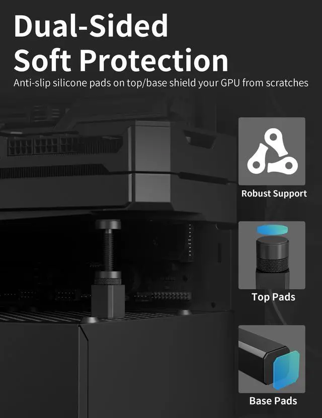 Alt view image 2 of 7 - Graphics Card GPU Brace Support, Video Card Sag Holder Bracket, GPU Stand,Black,GH50K (28-50mm /1.1-1.97in)