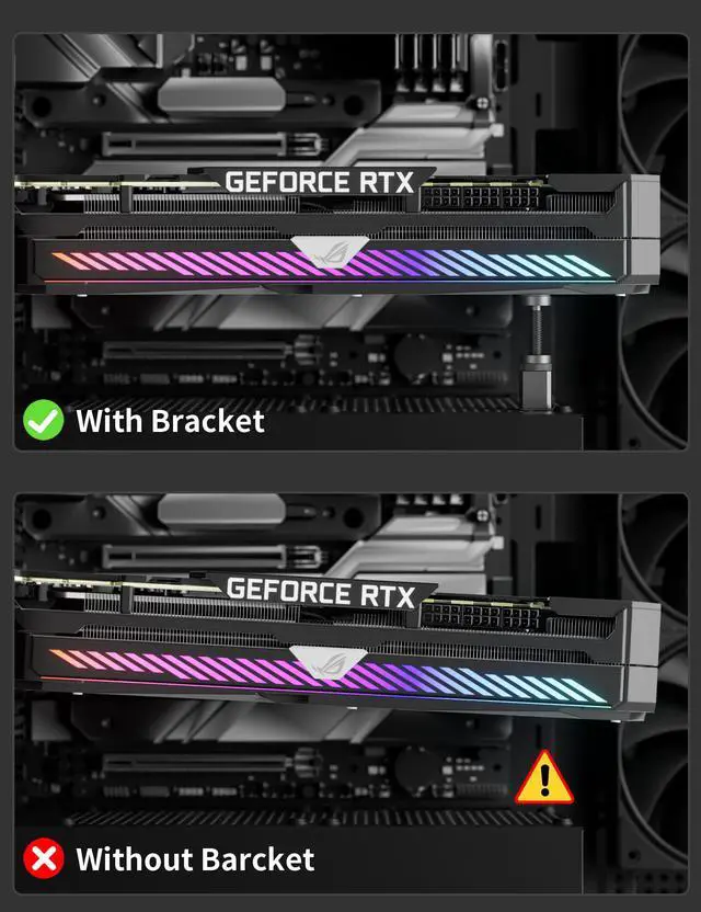 Alt view image 6 of 7 - Graphics Card GPU Brace Support, Video Card Sag Holder Bracket, GPU Stand,Black,GH50K (28-50mm /1.1-1.97in)