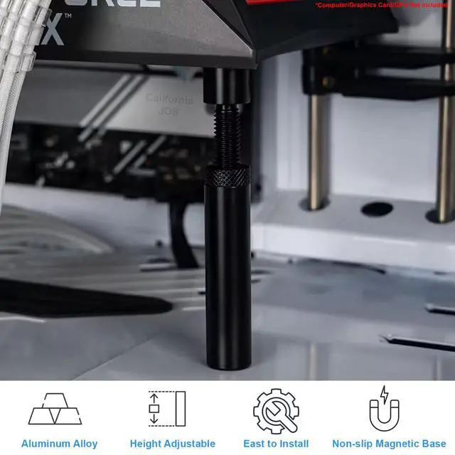 Alt view image 7 of 7 - Graphics Card GPU Support Bracket: GPU Sag Bracket Video Card Stand GPU Holder Graphics Card Support with Rectangular Bubble Level Black (L 74-120mm)